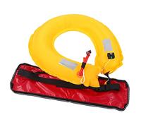 POENVFPO Manual Inflatable Life Jacket Belt with Reflective Tape and Whistle, Adjustable Waist Flotation Device for Fishing Boating (Red)