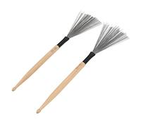 POENVFPO Maple Wood Dual Purpose Drum Brush, Steel Wire Percussion Stick for Jazz Musicians and Drummers, Professional Cleaning Tool (Wood Color)