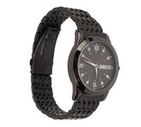 POENVFPO Men's Quartz Watch with Day Date Function, Luminous Design (Black)