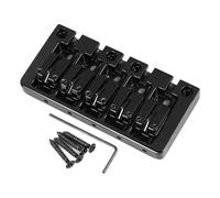 POENVFPO Micro Adjustable 5 String Bass Bridge, Metal Flip Top Design with Locking Screws, Precision Height Control for Enhanced Tone and Playability (Black)