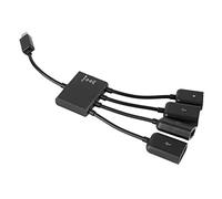 POENVFPO Micro USB HUB OTG Power Charging Host Cable Adapter for Smartphones and Tablets, ABS Material, Black, 1 Pack