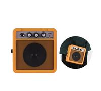 POENVFPO Mini Guitar Amplifier, 5W Portable Acoustic and Electric Amp with Tone Control, Overdrive Function, Headphone Output, Battery or DC Power, for Travel Musicians (Yellow)