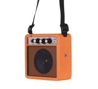 POENVFPO Mini Guitar Amplifier, 5W Portable Electric Acoustic Amp with Volume Control, Tone Knobs, 6.35mm Input, Headphone Output, Battery or DC Power, 12.7 X 6 X 12.5cm (Yellow)