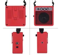 POENVFPO Mini Guitar Amplifier, 5W Portable Electric Acoustic Amp with Volume Control, Tone Knobs, 6.35mm Input, Headphone Output, Battery or DC Power, 12.7 X 6 X 12.5cm (Red)