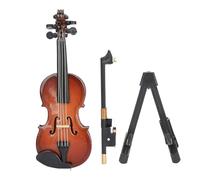 POENVFPO Mini Violin Model, Polished Basswood Wooden Musical Instrument Decor with Stand and Bow, for Musicians Music Lovers Home Office Display (13cm)