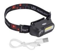 POENVFPO Outdoor Head Lamp ABS Head Mounted Flashlight 6 Lighting Modes 180lm COB 100lm XPE USB Charging Adjustable Headband for Camping Fishing Cycling Hiking