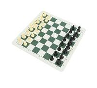 POENVFPO Portable Chess Set, Travel Chess Board Game with 32 PS Plastic Pieces and PU Leather Board, Includes Storage Bag for Family Travel Camping