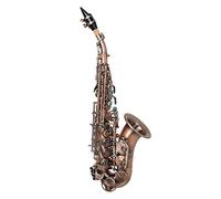 POENVFPO Professional Antique Red Soprano Saxophone, Brass Construction with Carrying Case, Stand, Strap, Cleaning Tools, Gloves for Jazz and Classical Music