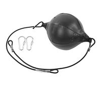 POENVFPO PU Leather Punching Ball, Inflatable Boxing Pear Punch Bag for Muay Thai Training, with Upper Lower Elastic Ropes for Boxing Sanda Fitness (Black)