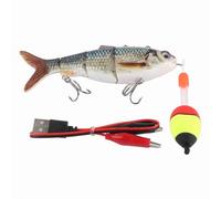 POENVFPO Robotic Swimming Lure Electric Fishing Lure Multi Jointed Rechargeable with Green LED Light for Fish Attraction Depth Control Lifelike Action