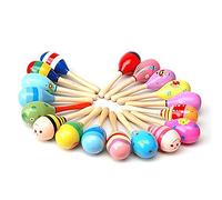 POENVFPO Small Maraca, Colorful Wooden Percussion Instrument for Babies with Safe Non Solid Wood, for Musical Education and Hand Eye Coordination Development 0 to 3 Years Old
