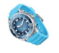 POENVFPO Solar Powered Quartz Watch Stainless Steel Silicone Strap 300M Dive Watch Night Glow Accurate Timekeeping for Men Women Outdoor Swimming (Blue)