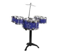 POENVFPO Toddler Jazz Drum Kit, ABS Kids Drum Set with 5 Drums 1 Cymbal 2 Sticks, Easy Assembly Hand Eye Coordination Rhythm Learning Toy for Toddlers Family Education (Blue)