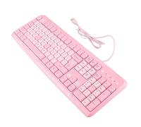 POENVFPO USB Wired UltraThin Keyboard Cute Cartoon Design Silent for Home Office Pink 104 Keys 51.2in (Pink)