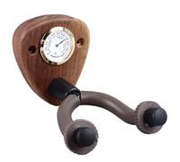 POENVFPO Wall Mounted Wooden Guitar Hanger with Hygrometer, Non-Slip Hook for Violin, Mandolin, Bass, Convenient Installation for Home Use (Dark Color)
