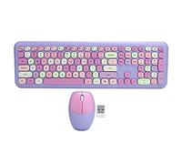 POENVFPO Wireless Keyboard Mouse Combo, 2.4G 110 Keys Multimedia Keyboard with FN Shortcuts and Ergonomic Design, 10m Wireless Range, for 7 8 10 (666 purple mixed color set)