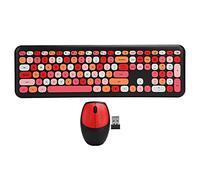 POENVFPO Wireless Keyboard Mouse Combo, 2.4G 110 Keys Multimedia Keyboard with FN Shortcuts and Ergonomic Design, 10m Wireless Range, for 7 8 10 (666 black mixed color set)