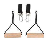 POENVFPO Wooden Gymnastic Rings, Portable Pull Up Handles for Arm Strength Training and Muscle Building, with Storage Bag for Outdoor Home Gym