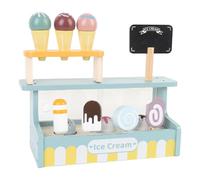 POENVFPO Wooden Ice Cream Toy Playset Toddler Pretend Play Kitchen Set with Simulation Ice Cream Stand for Kids Boys Girls 3 4 5 6 Years Old