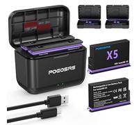 POEOSAS 360 X5 Battery for Insta360 x5, 2-Pack 2850 mAh X5 Batteries with Type-C Fast Dual Charger Compatible with Insta360 X5 Action Camera Batteries and Charger