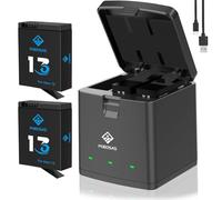 POEOSAS Hero 13 Battery for 13Hero Black, 2100mAh Hero13 Battery with 3-Channel LED USB-C Fast Charger Compatible with Hero13 Black Charger and Enduro Batteries (2-Pack)