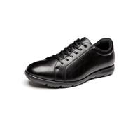 Poerkan Men's Lace-Up Business Walking Sneakers - Low-Cut with Anti-Odor Arch Support Insoles - Lightweight & Comfortable Black