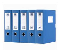 POERMA 5 Pack Box Files, Navy Blue Folding Plastic Filing Boxes 75mm Spine Foolscap Fits A4, Large Capacity Plastic Archive Boxes with Lid for Office、Homes and School