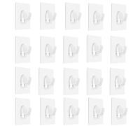 Poeruse 20pcs Plastic Hooks, Clear Sticky Plastic Hooks Extra Strong, Self Adhesive Hook Wall Mounted for Bathroom Kitchen Closet (20)