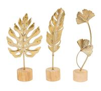 Poeruse 3PCS Gold Ginkgo Leaf, Modern Gold Leaf Sculptures, Metal Ginkgo Leaf Decorations, Table Decor or Sculptures for Living Room, Hallway, Bedroom, Shelf