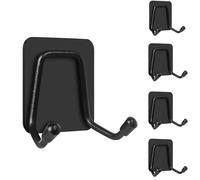 Poeruse 5 Pack Strong Sticky Hooks, Self Adhesive Hooks, Heavy Duty Stick on Wall Hook, No Drilling, for Hanging Towel, Coat, Key, Hook for Back of Door (Back)