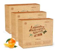 Poesie Laundry Detergent Sheets Citrus Scent 3 Pack 480 Sheets 240 Loads Zero Plastic Portable Green Package Liquid Less HE Washing Detergent Strips for Save Place Traveling
