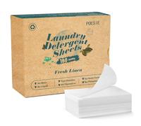 Poesie Laundry Detergent Sheets Fresh Linen Scent 160 Sheets 80 Large Loads Plastic Free Fast Dissolve Washing for All Washing Machine Traveling Dorm Life Save Space