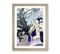 Poet Under A Full Moon By Tsukioka Yoshitoshi Asian Japanese Framed Print | A2 Oak Framed Wall Art | Ready to Hang | Asian Space Picture | Living Room Bedroom Lounge Office
