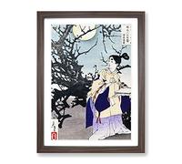 Poet Under A Full Moon By Tsukioka Yoshitoshi Asian Japanese Framed Print | A4 Walnut Framed Wall Art | Ready to Hang | Asian Space Picture | Living Room Bedroom Lounge Office