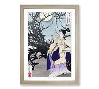 Poet Under a Full-Moon by Tsukioka Yoshitoshi Framed Print | A2 Oak Framed Wall Art | Ready to Hang | Modern Space Picture | Living Room Bedroom Lounge Office