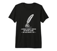 Poetcore Literary Cat and Quill Design Premium T-Shirt