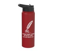 Poetcore Literary Cat and Quill Design Stainless Steel Insulated Water Bottle