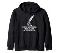 Poetcore Literary Cat and Quill Design Zip Hoodie