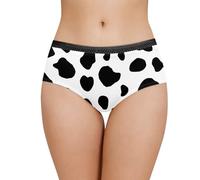 Poetesant Women's Underwear High Waisted Breathable Brief Panties Comfy Stretch Underpants for Girls, Cow Print, S