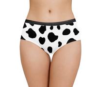 Poetesant Women's Underwear High Waisted Breathable Brief Panties Comfy Stretch Underpants for Girls, Cow Print, L