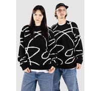 Poetic Collective Doodle Jacquard Knit Crewneck Pullover black XL