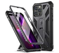 Poetic Compatible with iPhone 13 Pro Case, Spartan Series Phone Case for iPhone 13 Pro 6.1 inch, Full Body Rugged Premium Leather texture Shockproof Protective Cover with Kickstand, Metallic Gun Metal