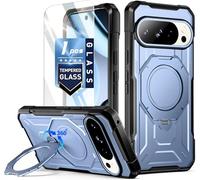 Poetic for Google Pixel 10 Pro Case/Pixel 10 Case,| 360° Rotate Magnetic Ring Kickstand | Tempered Glass Screen Protector|Compatible with MagSafe |Full Body Shockproof Protective Case |Metallic Blue