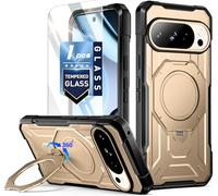 Poetic for Google Pixel 10 Pro Case/Pixel 10 Case,| 360° Rotate Magnetic Ring Kickstand | Tempered Glass Screen Protector|Compatible with MagSafe |Full Body Shockproof Protective Case |Metallic Gold