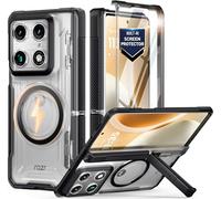 Poetic for Motorola Moto Razr Fold Case, [Hinge Protection] [MagSafe Compatible] [Built-in Screen Protector] Full-Body Rugged Shockproof Protective Phone Cover with Kickstand, Black/Clear