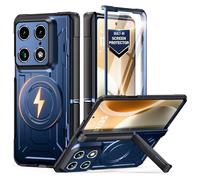 Poetic for Motorola Moto Razr Fold Case, [Hinge Protection] [MagSafe Compatible] [Built-in Screen Protector] Full-Body Rugged Shockproof Protective Phone Cover with Kickstand, Midnight Blue