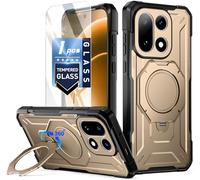 Poetic for OnePlus 15 Case, | Compatible with MagSafe | Military Grade Drop Proof Protection Cover | 360° Rotate Magnetic Ring Kickstand | Tempered Glass Screen Protector | Metallic Gold