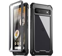 Poetic Guardian 6FT Drop Tested Case for Pixel 6A 5G - Built-in Screen Protector, Full Body Hybrid Shockproof, Black/Clear