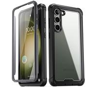 Poetic Guardian Case Compatible with Galaxy S23+ Plus 5G 6.7 inch, Built-in Screen Protector Work with Fingerprint ID, Full Body Hybrid Shockproof Protective Rugged Clear Cover Case, Black/Clear