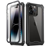 Poetic Guardian Case Compatible with iPhone 14 Pro 6.1 inch [6FT Mil-Grade Drop Tested], Full-Body Hybrid Shockproof Protective Rugged Clear Cover Case with Built-in Screen Protector, Black/Clear